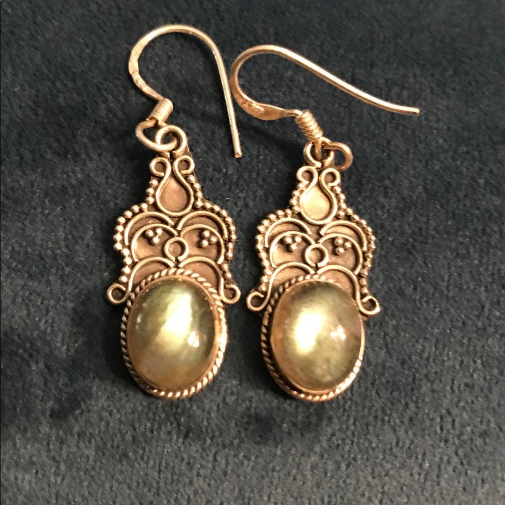 Ornate Bali Sterling and Labradorite earrings.